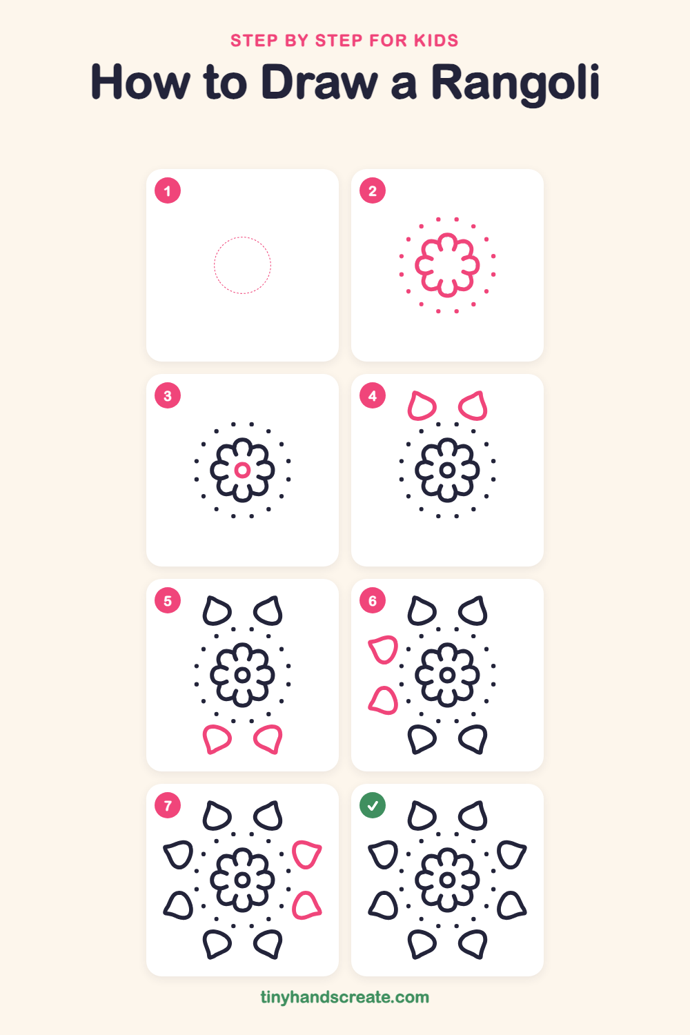 How to draw a rangoli step by step for kids