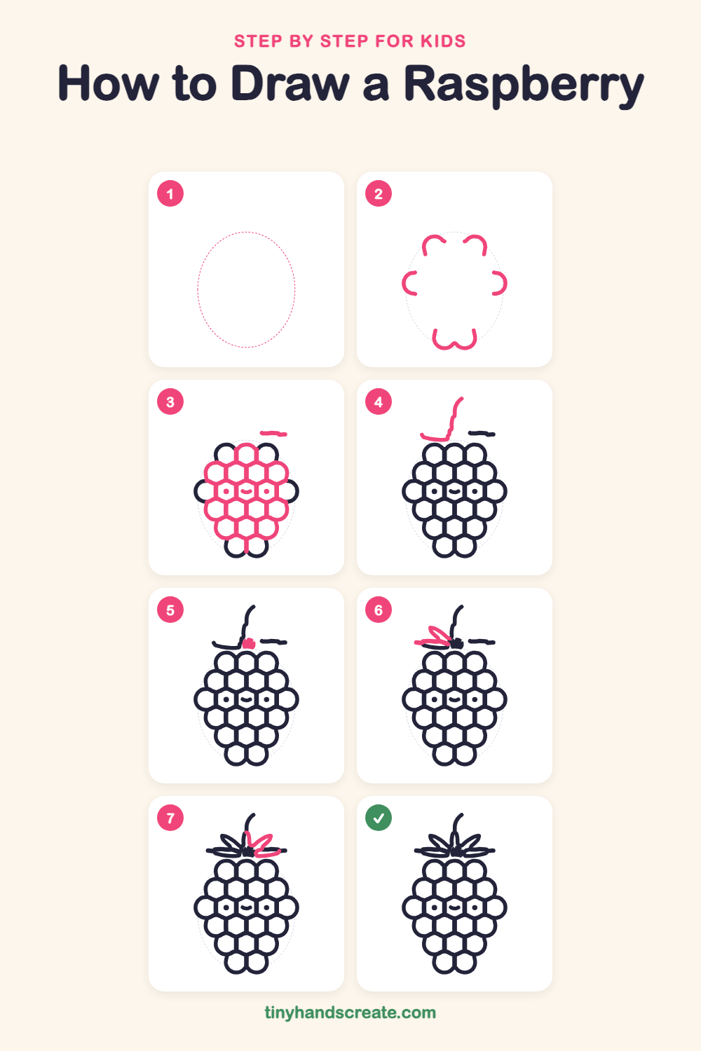 How to draw a raspberry step by step for kids