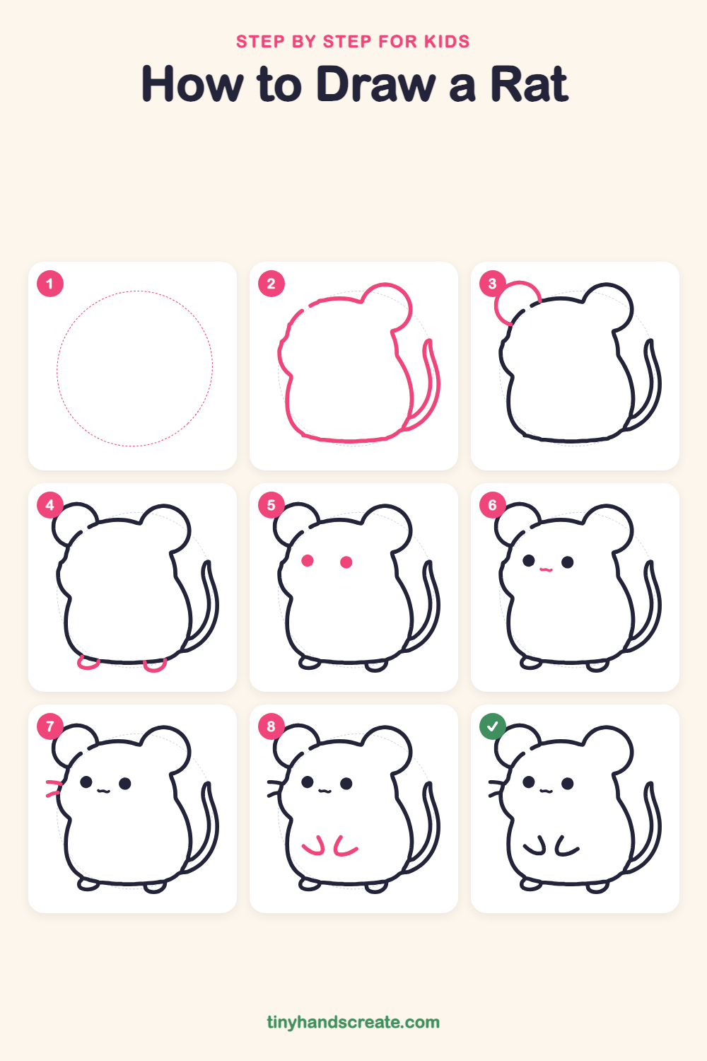 How to draw a rat step by step for kids