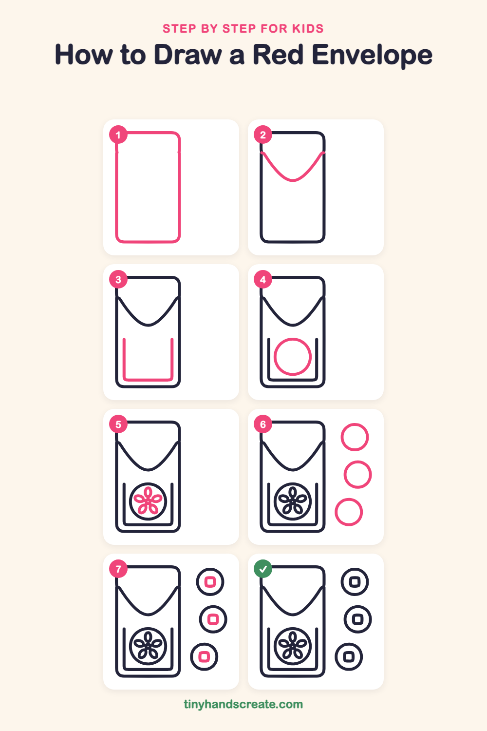 How to draw a red envelope step by step for kids