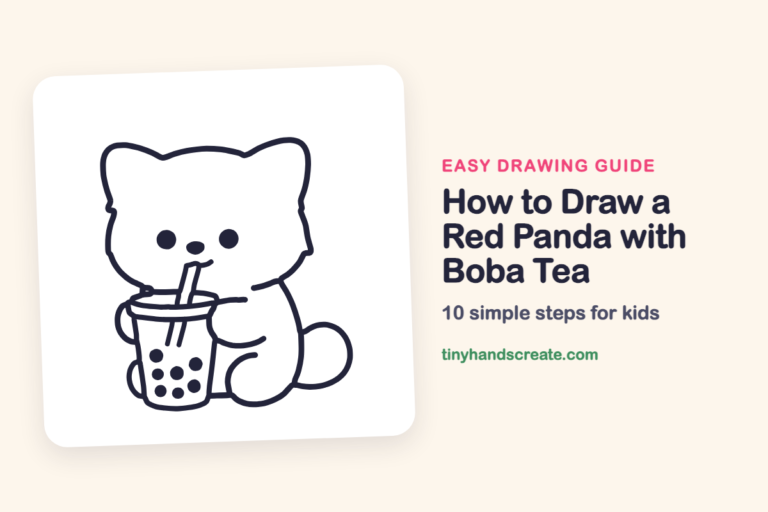 How to Draw a Red Panda with Boba Tea: easy drawing guide for kids