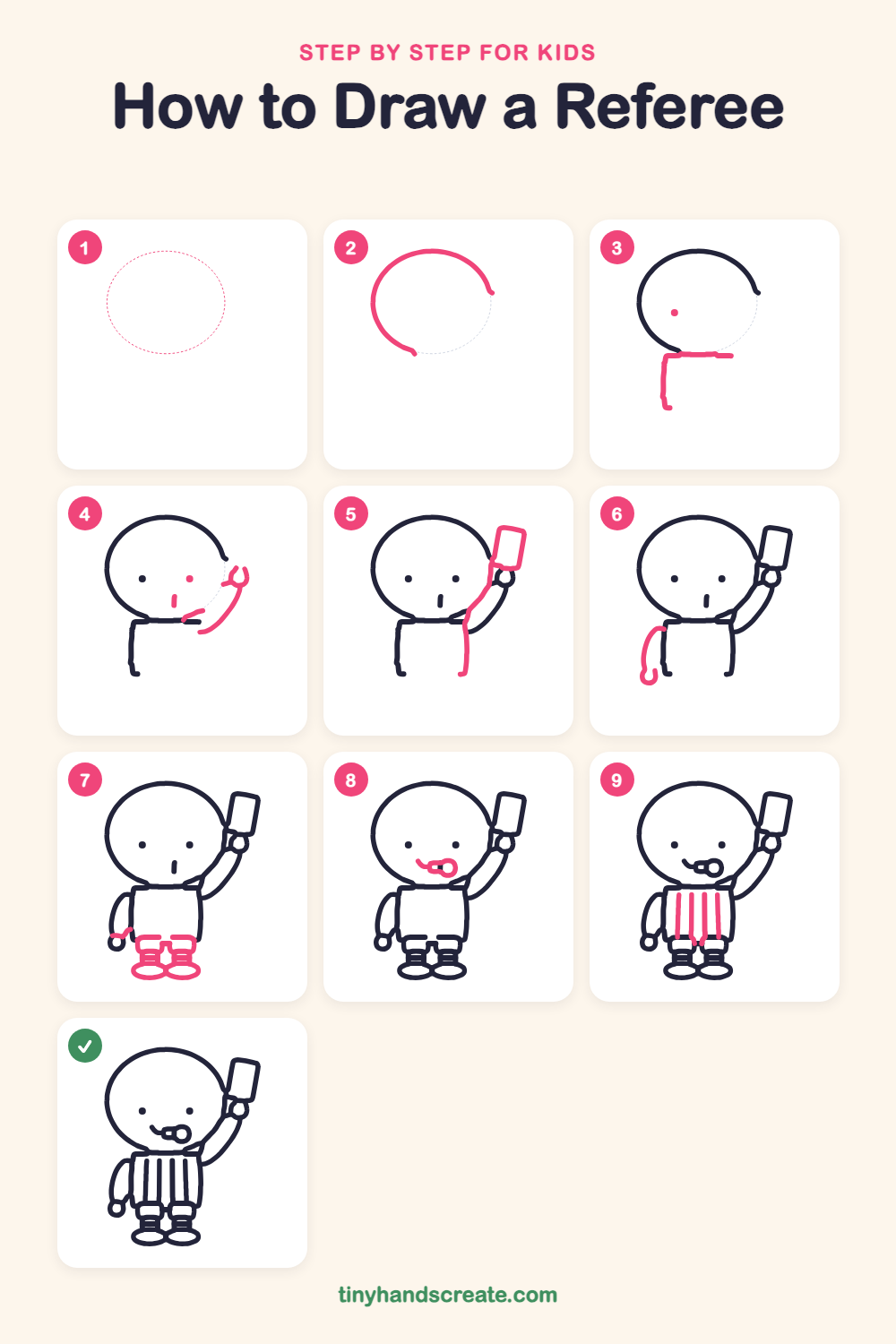 How to draw a referee step by step for kids