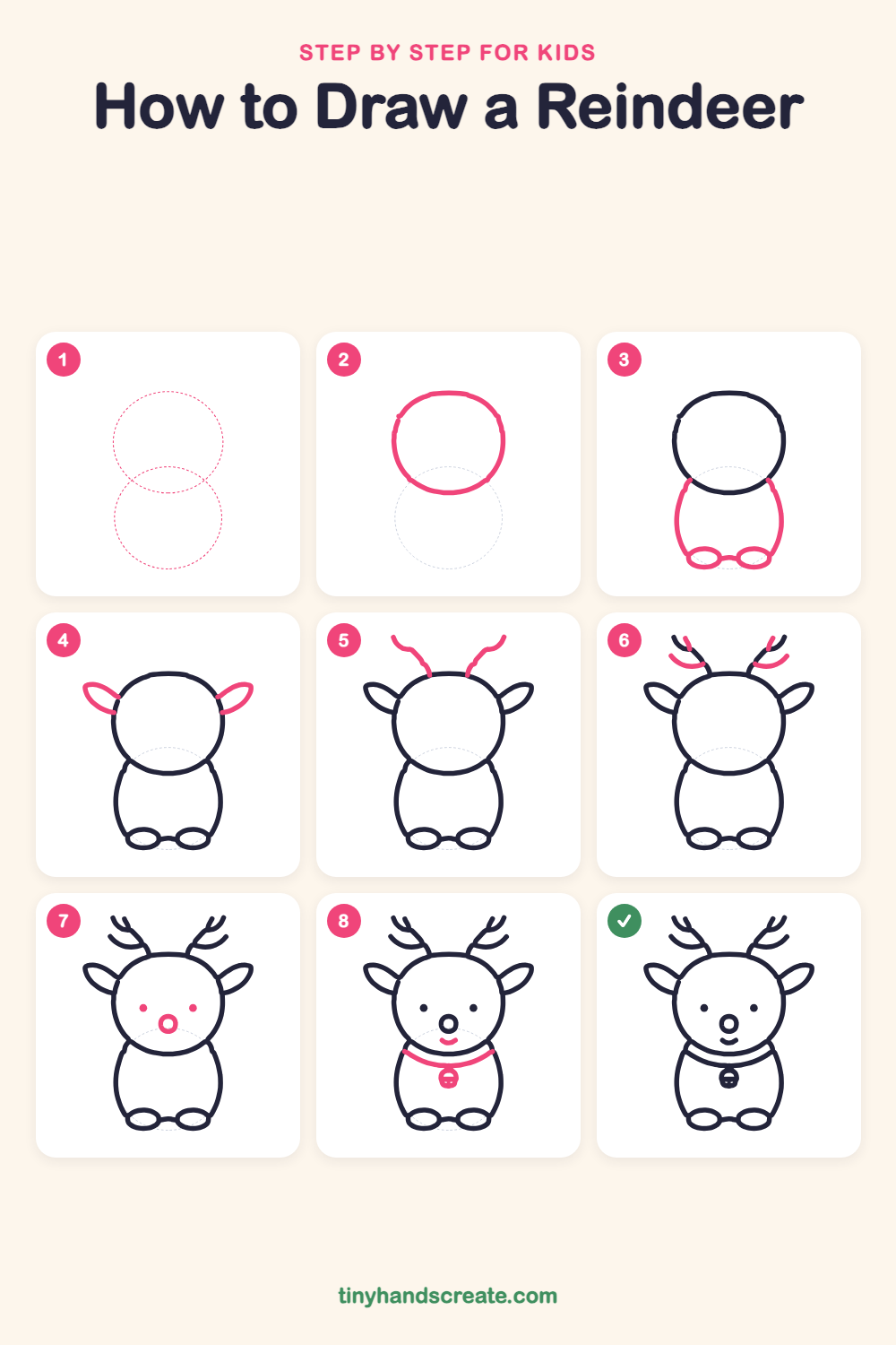 How to draw a reindeer step by step for kids