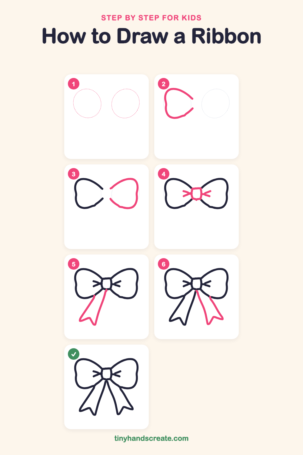 How to draw a ribbon step by step for kids