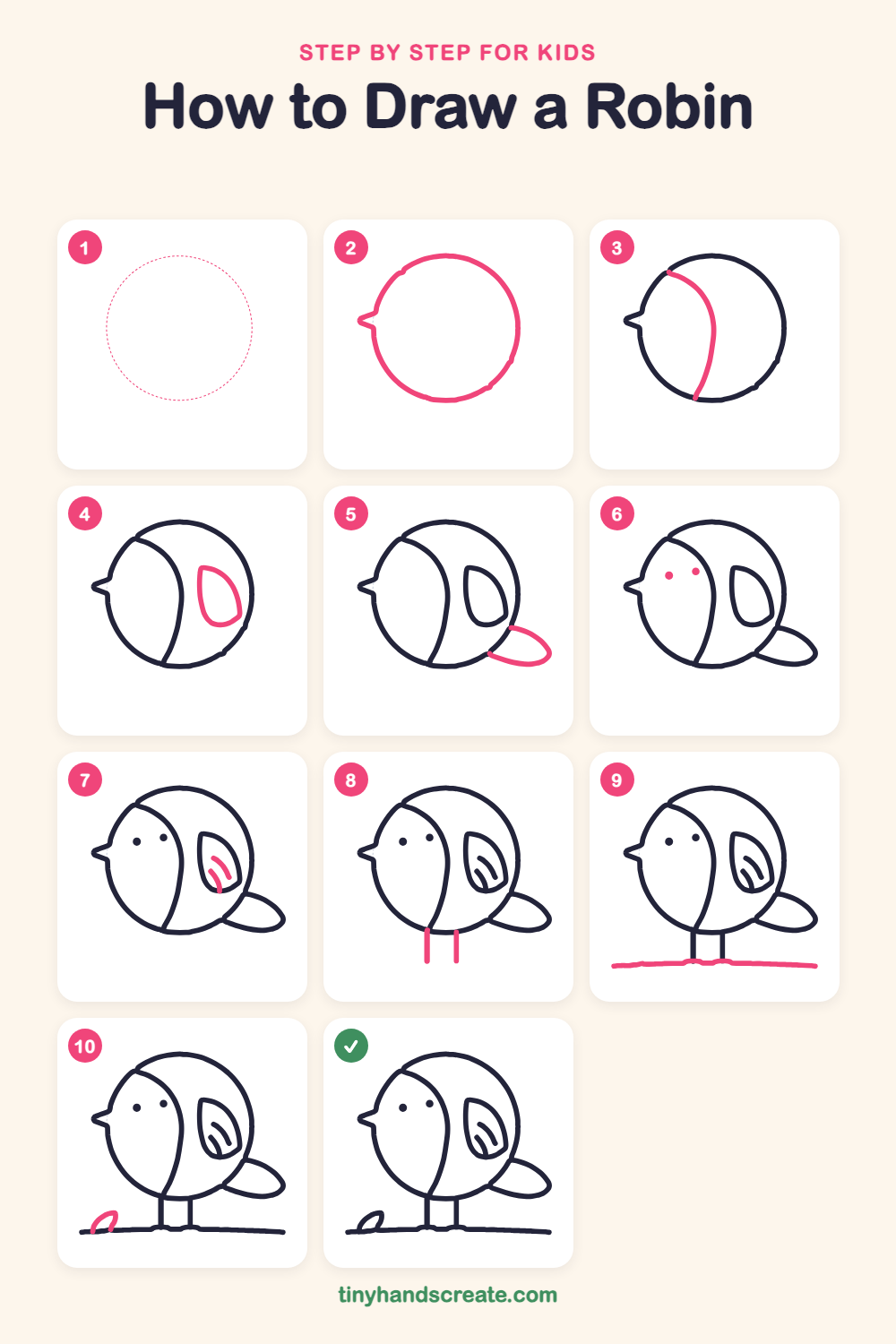 How to draw a robin step by step for kids