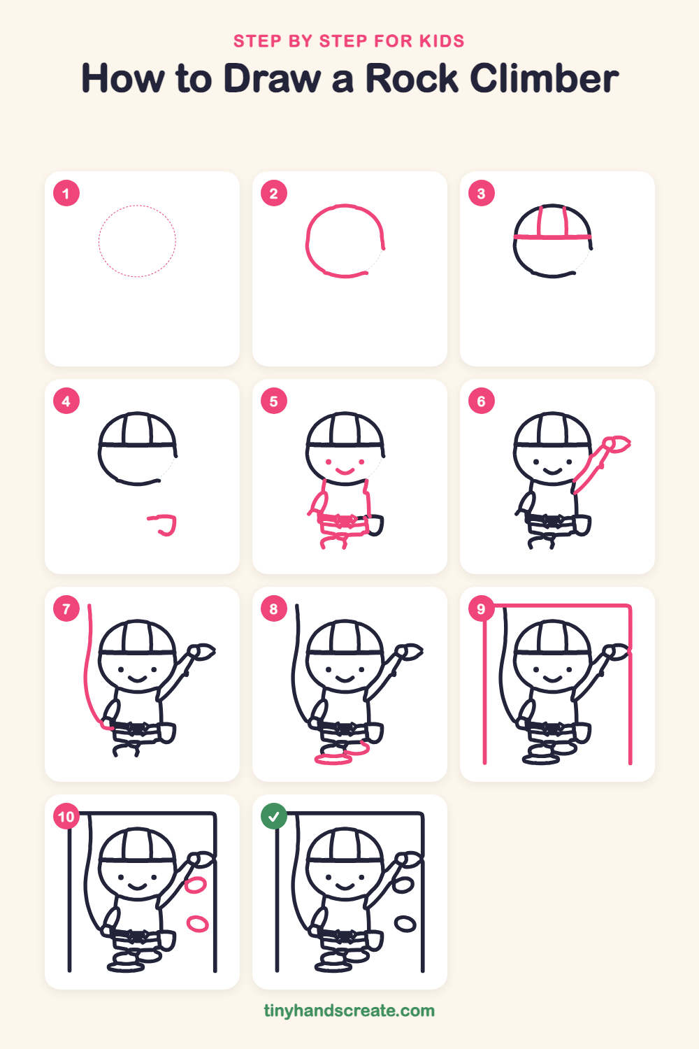 How to draw a rock climber step by step for kids