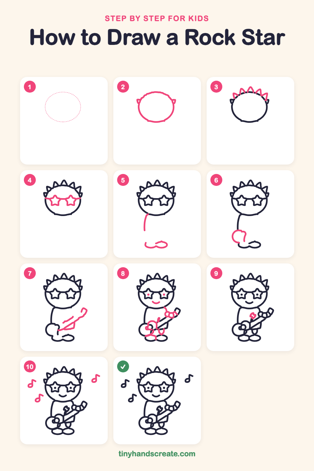 How to draw a rock star step by step for kids
