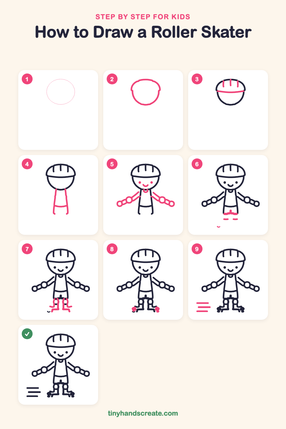 How to draw a roller skater step by step for kids