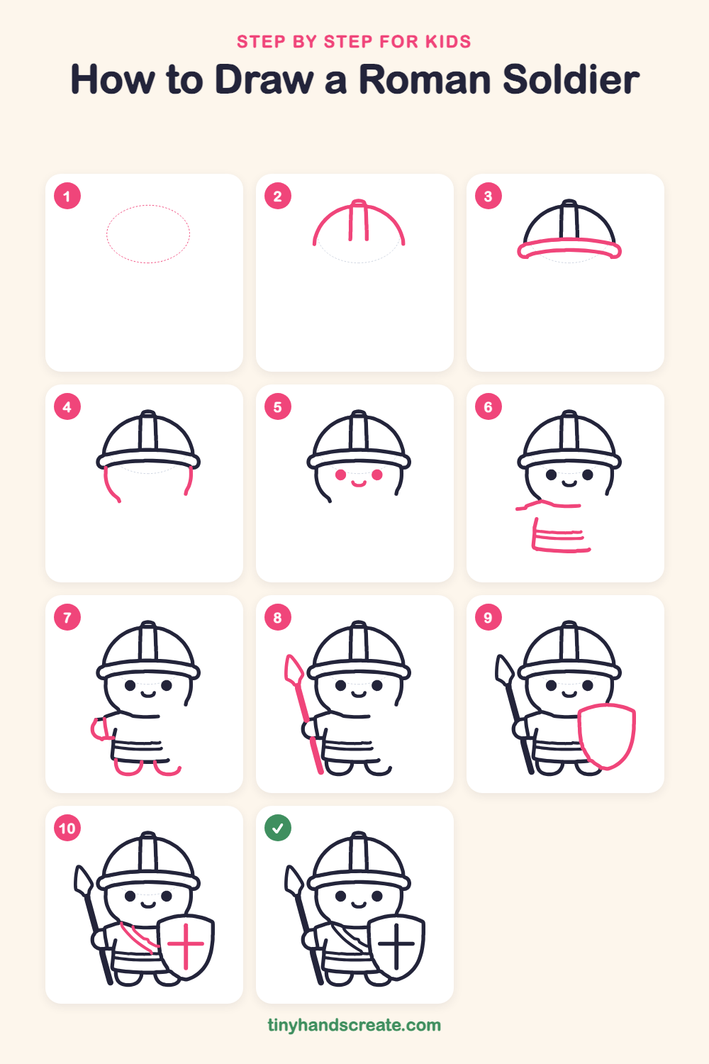 How to draw a Roman soldier step by step for kids