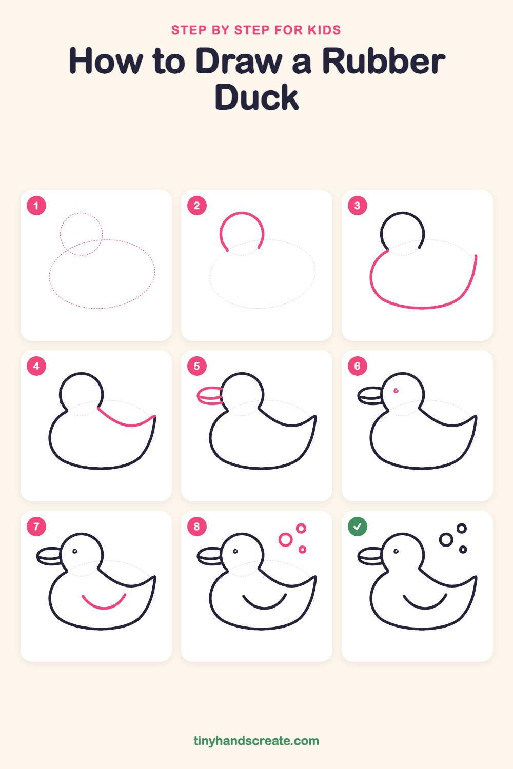 How to draw a rubber duck step by step for kids