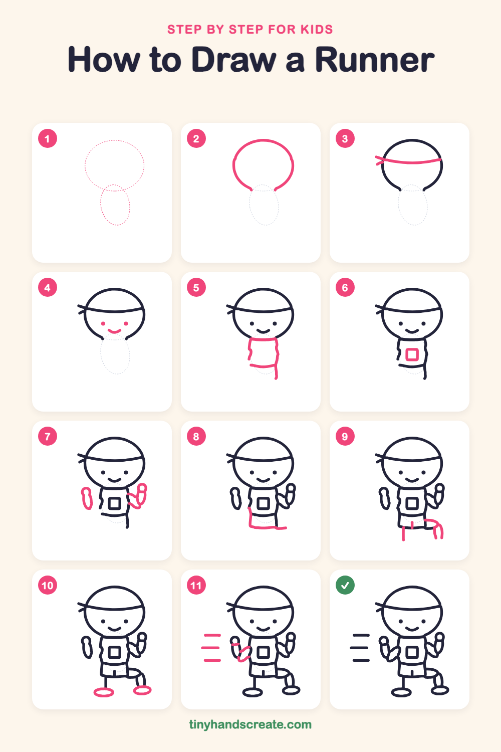 How to draw a runner step by step for kids