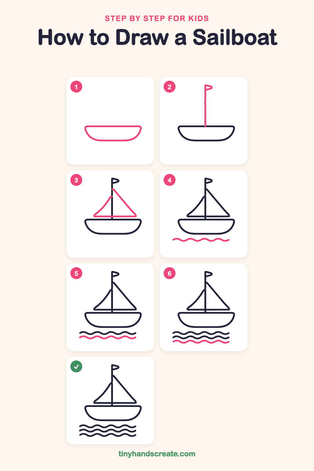 How to draw a sailboat step by step for kids