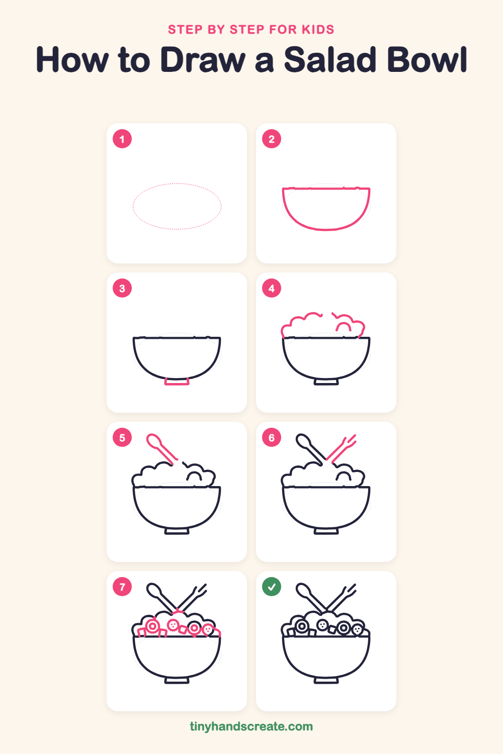 How to draw a salad bowl step by step for kids