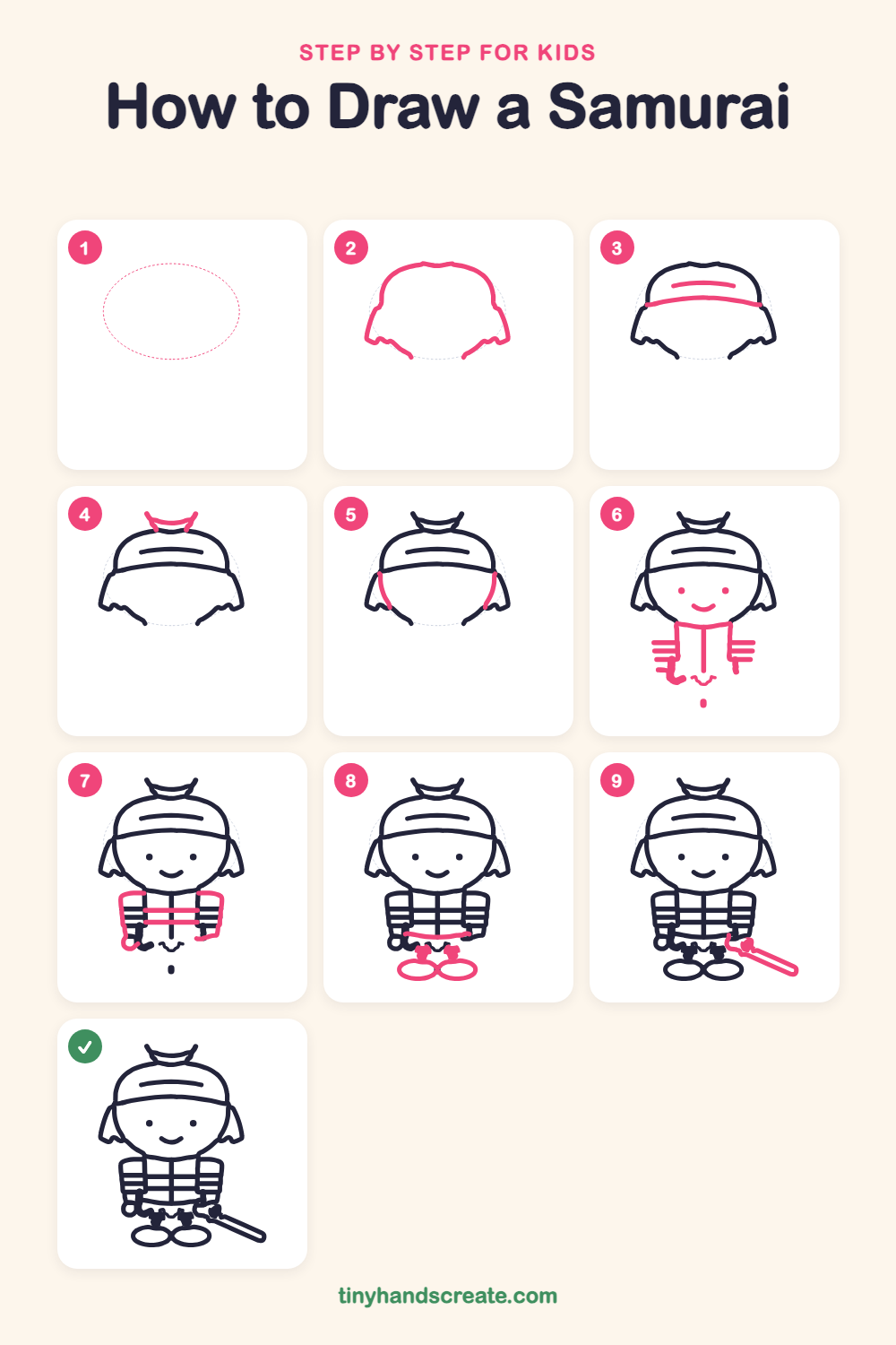 How to draw a samurai step by step for kids