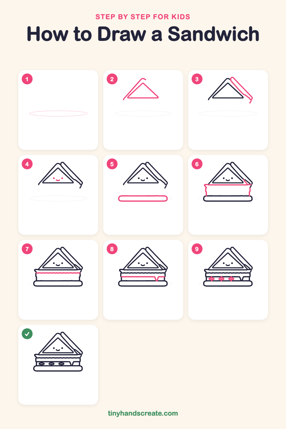 How to draw a sandwich step by step for kids