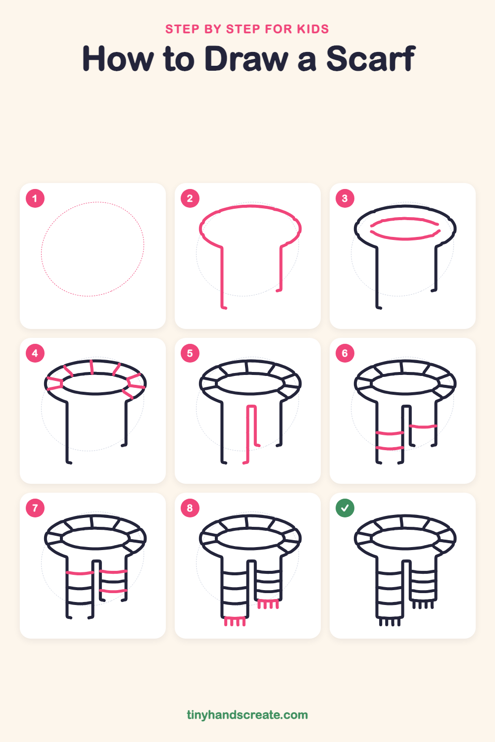 How to draw a scarf step by step for kids
