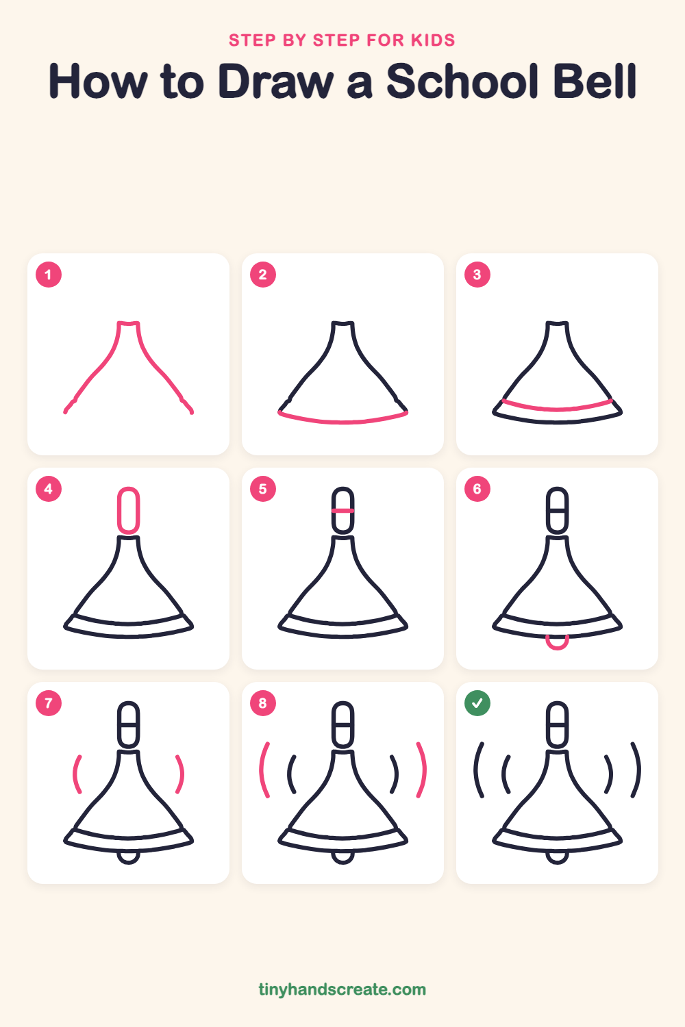 How to draw a school bell step by step for kids