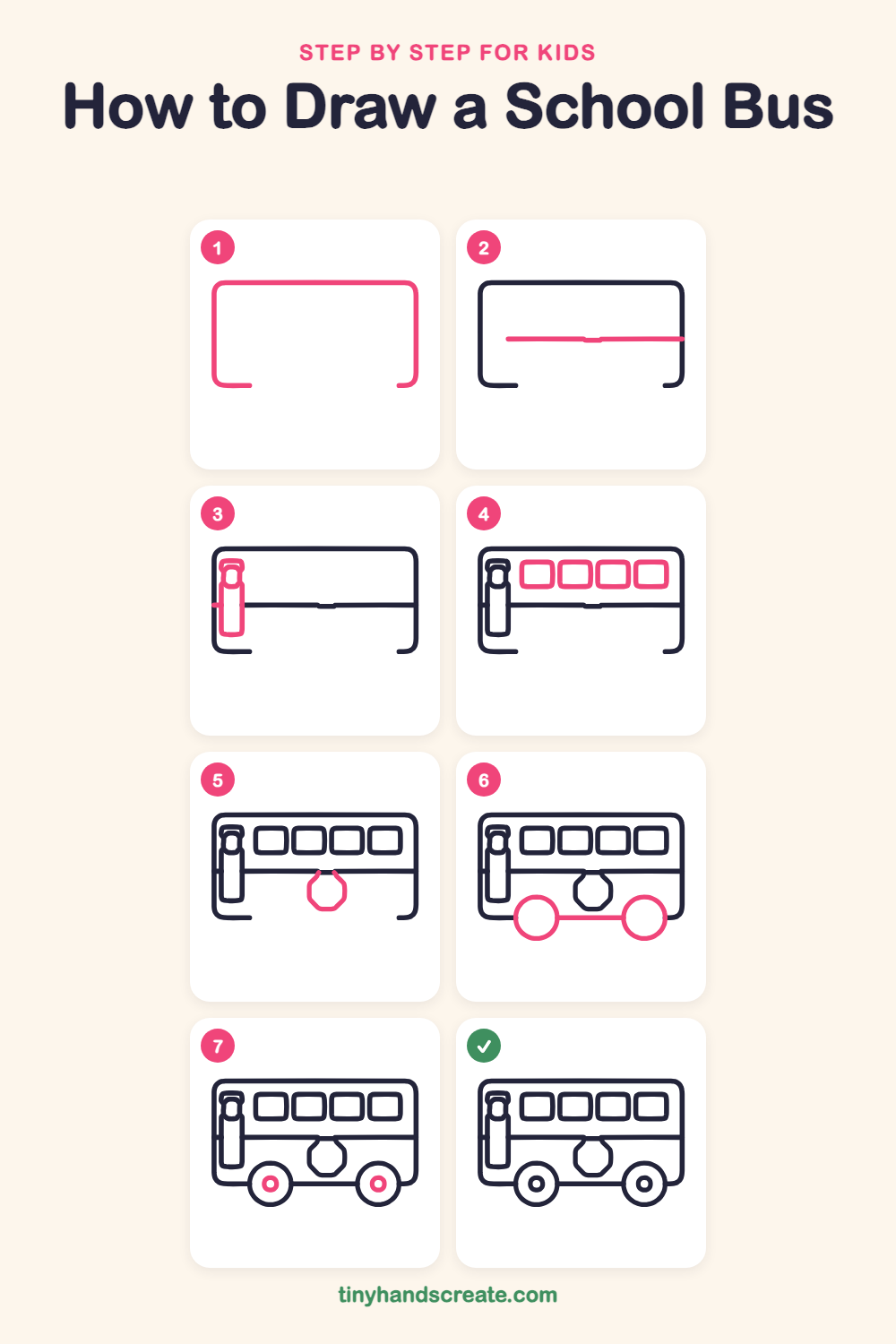 How to draw a school bus step by step for kids