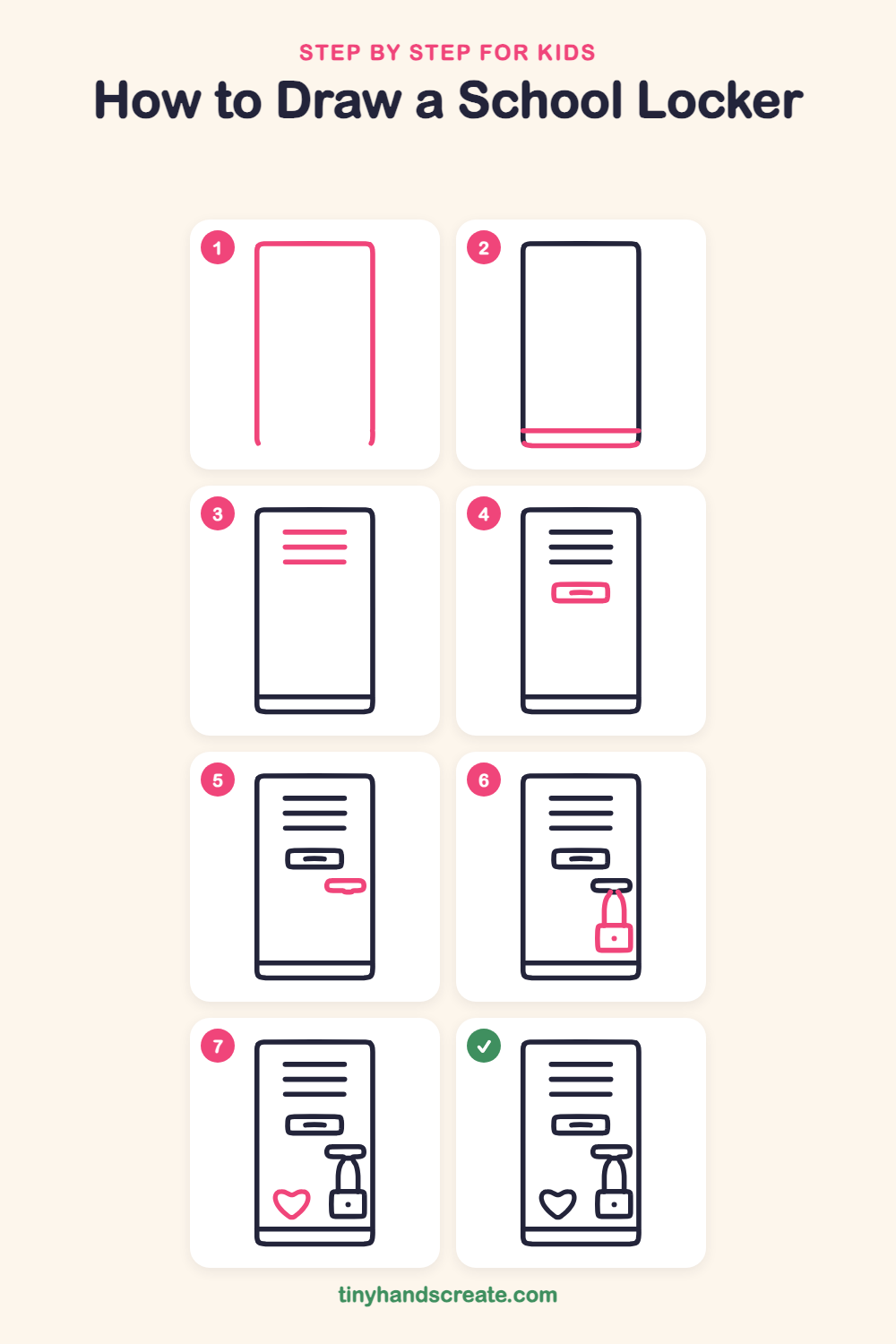 How to draw a school locker step by step for kids