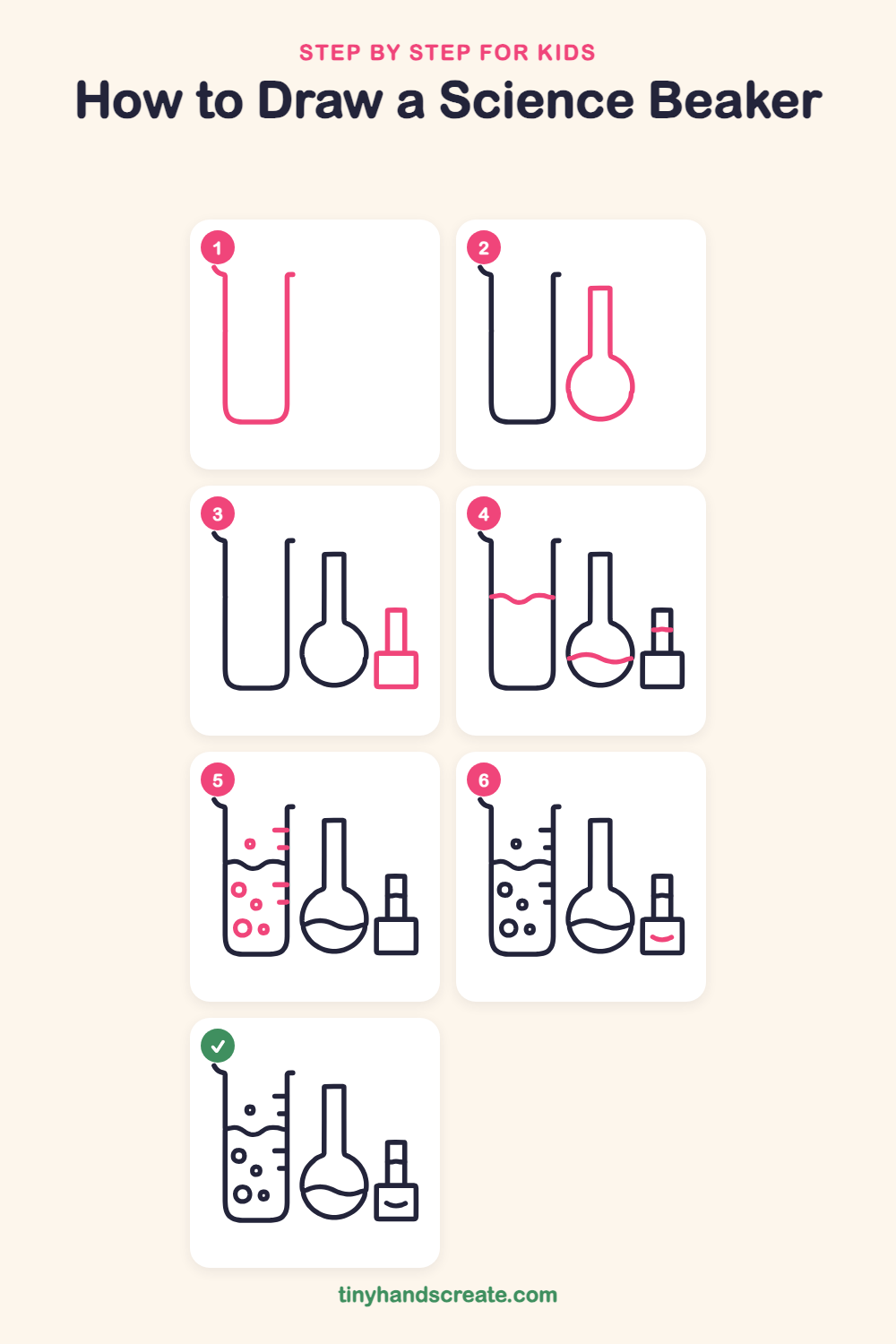 How to draw a science beaker step by step for kids