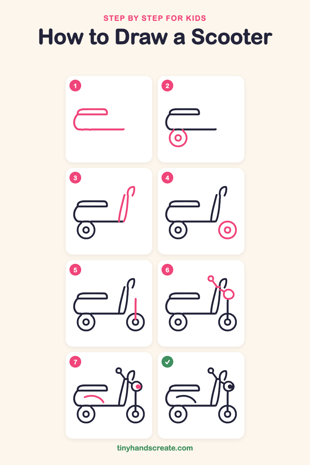 How to draw a scooter step by step for kids