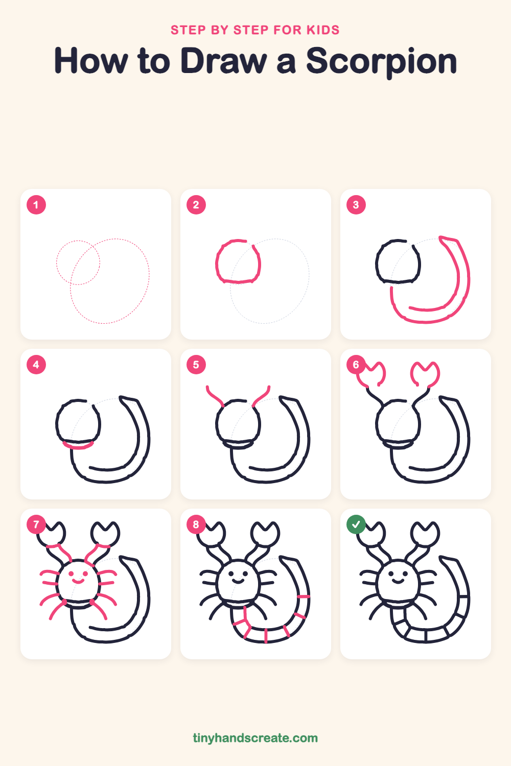 How to draw a scorpion step by step for kids