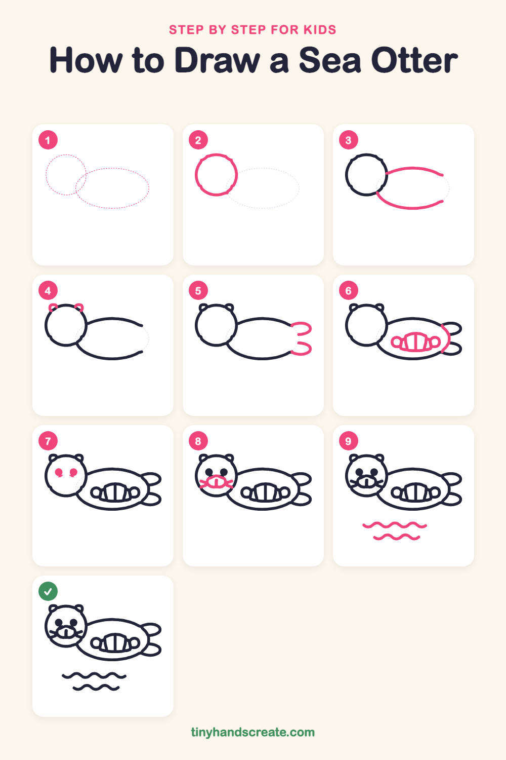 How to draw a sea otter step by step for kids