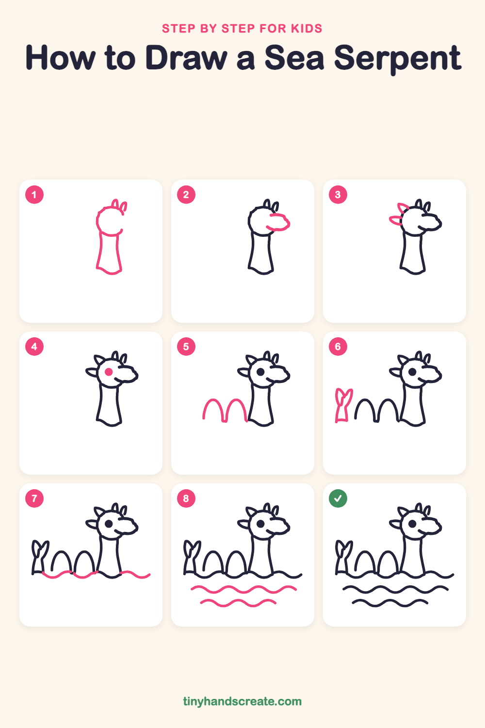 How to draw a sea serpent step by step for kids