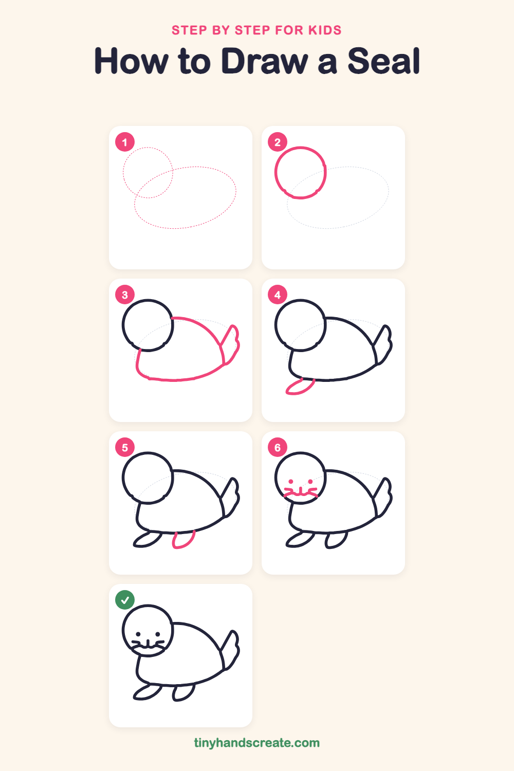 How to draw a seal step by step for kids
