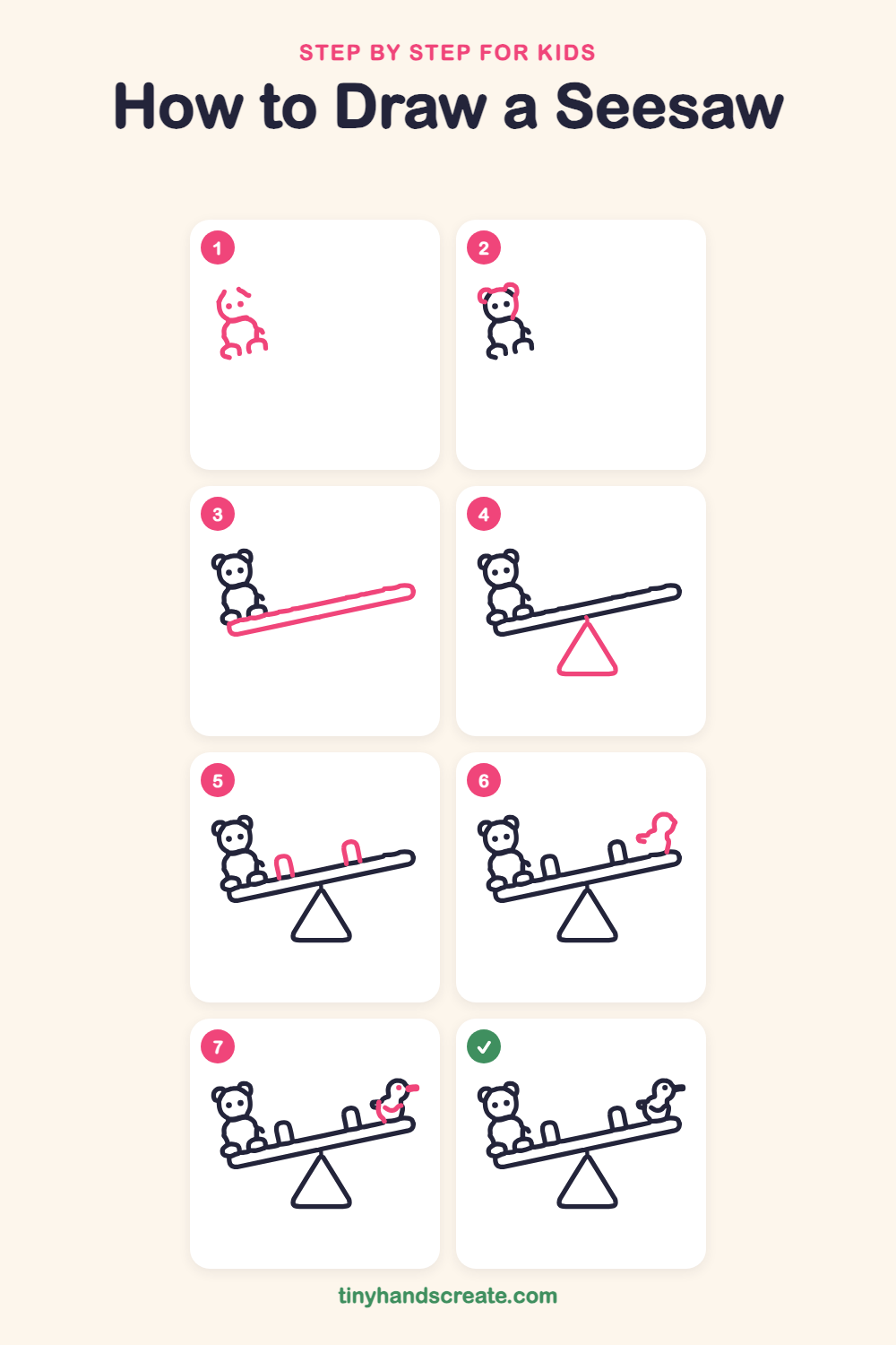 How to draw a seesaw step by step for kids