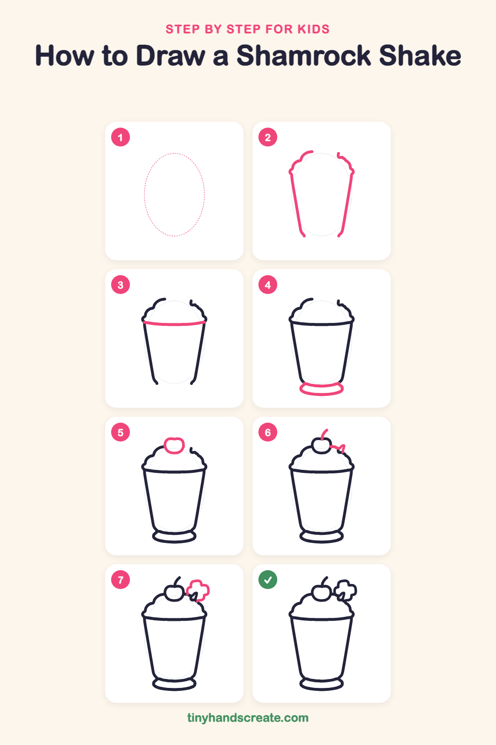 How to draw a shamrock shake step by step for kids