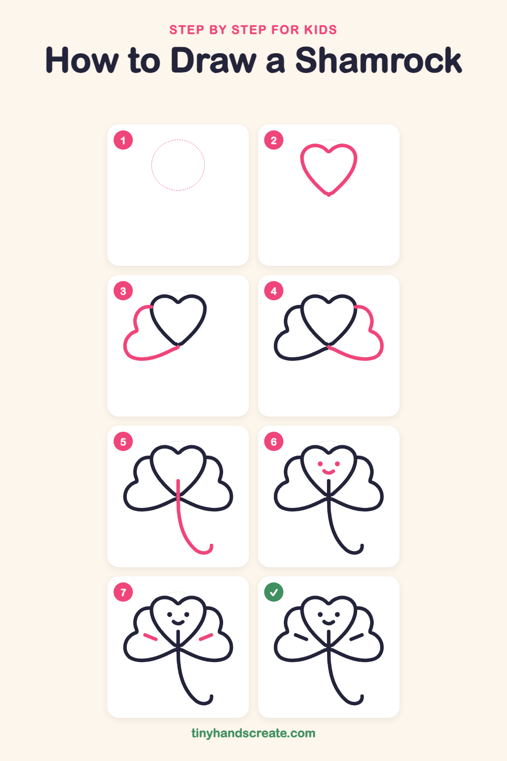 How to draw a shamrock step by step for kids