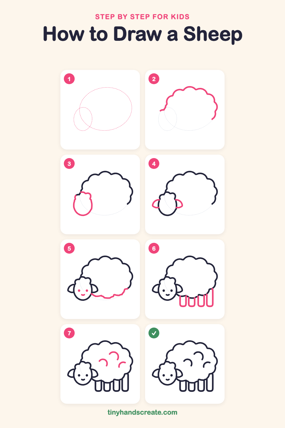 How to draw a sheep step by step for kids