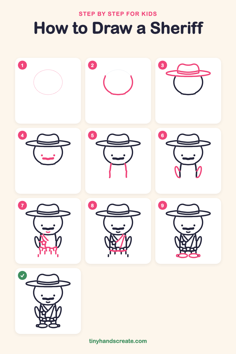 How to draw a sheriff step by step for kids