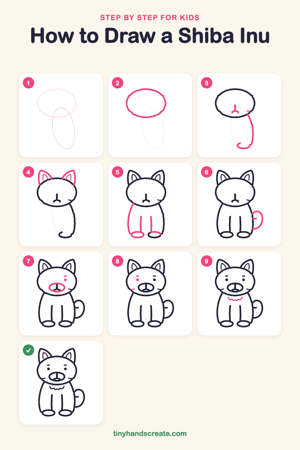 How to draw a Shiba Inu step by step for kids
