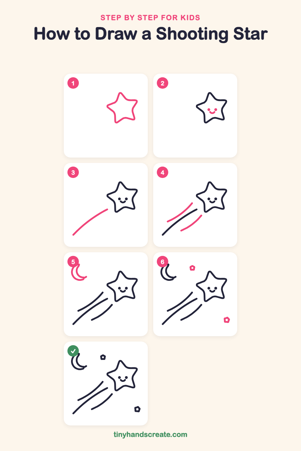 How to draw a shooting star step by step for kids