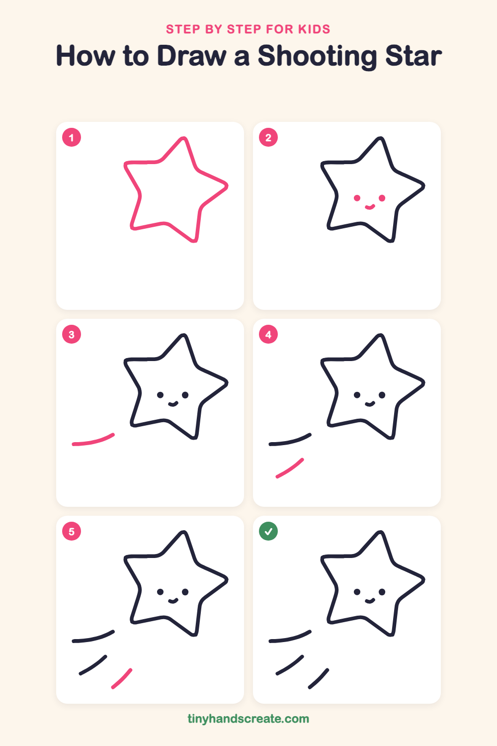 How to draw a shooting star step by step for kids