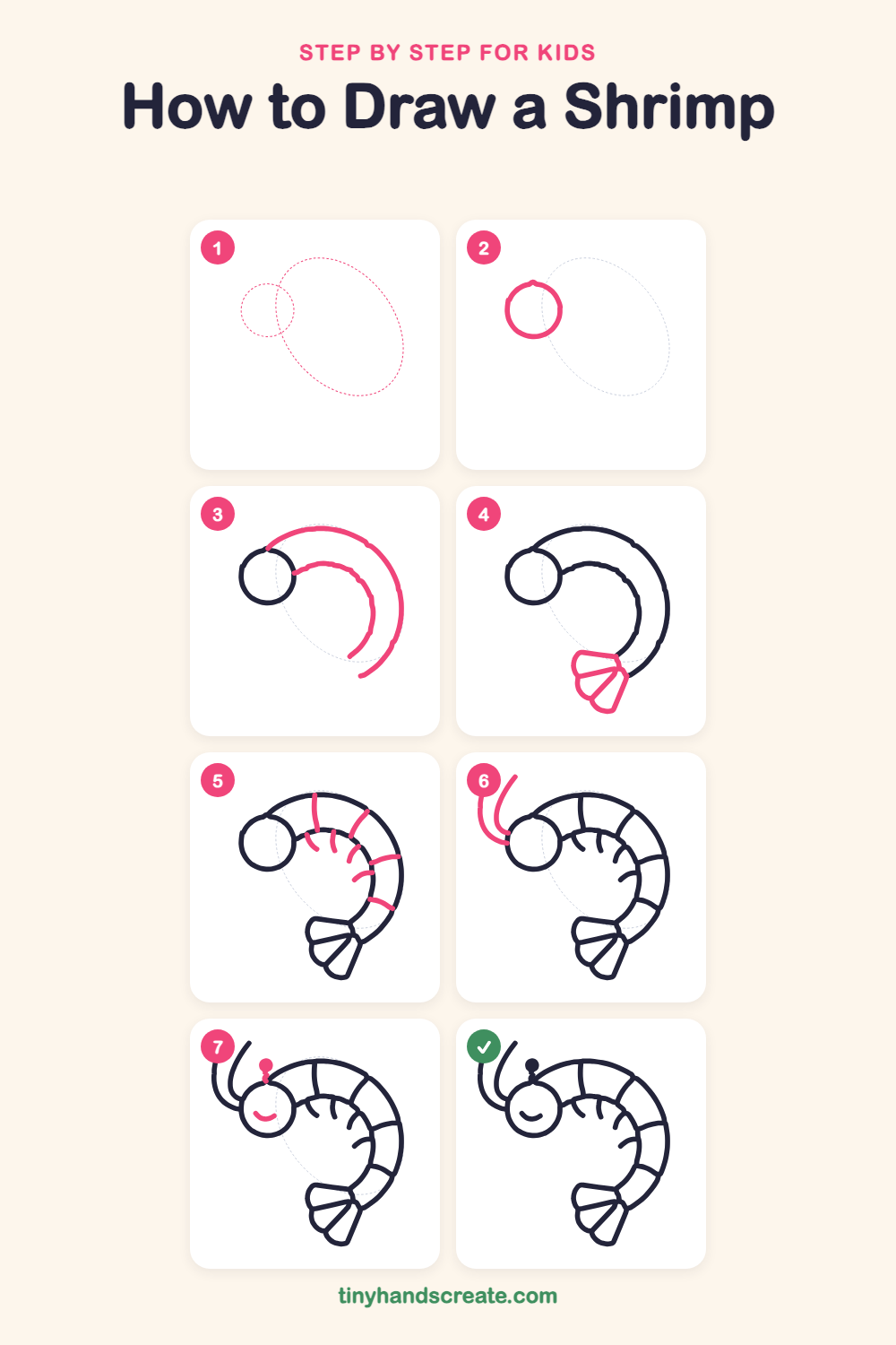 How to draw a shrimp step by step for kids