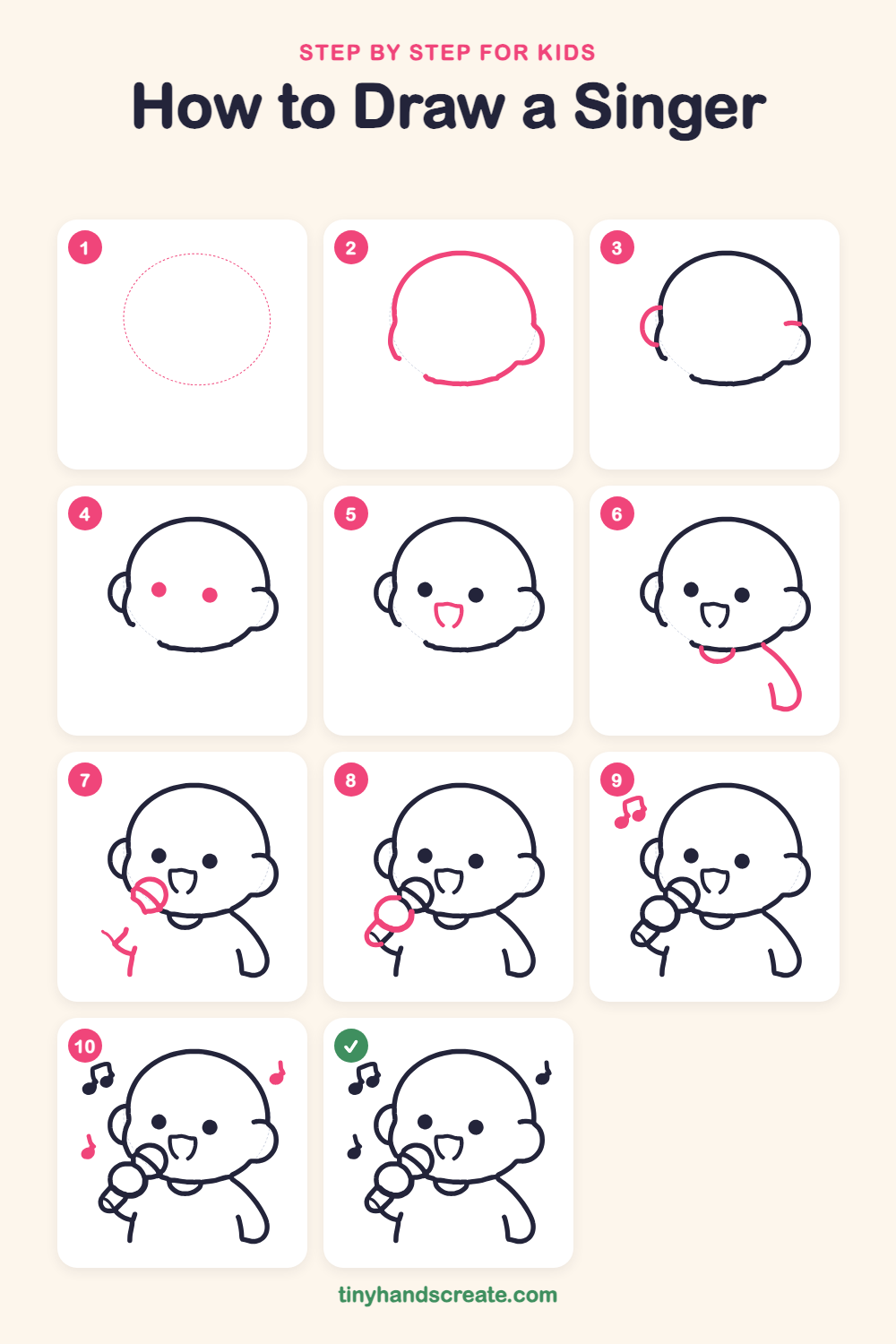 How to draw a singer step by step for kids