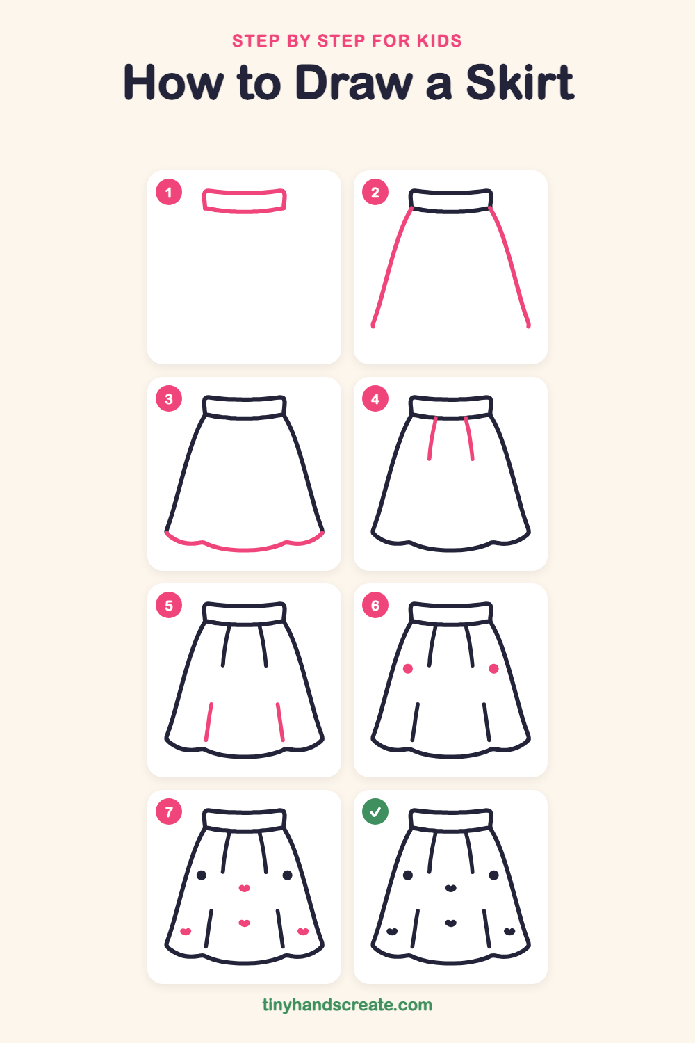 How to draw a skirt step by step for kids