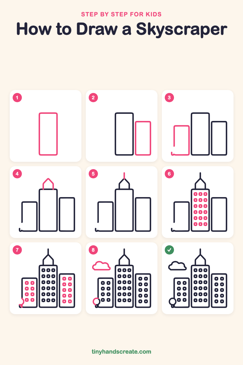 How to draw a skyscraper step by step for kids