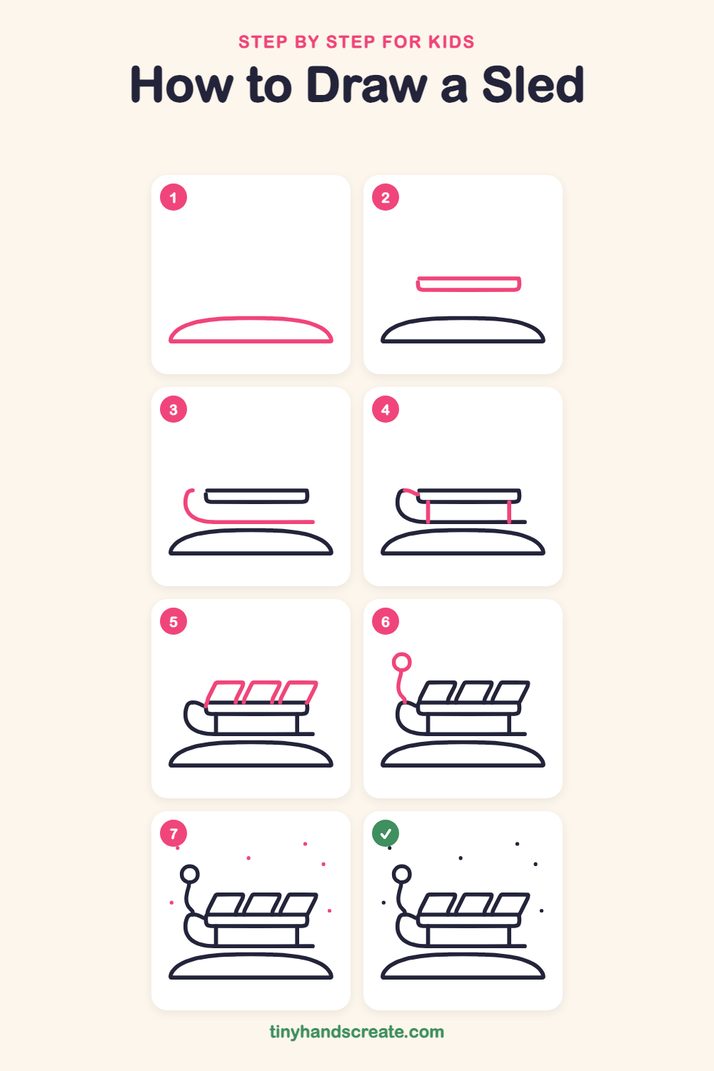 How to draw a sled step by step for kids