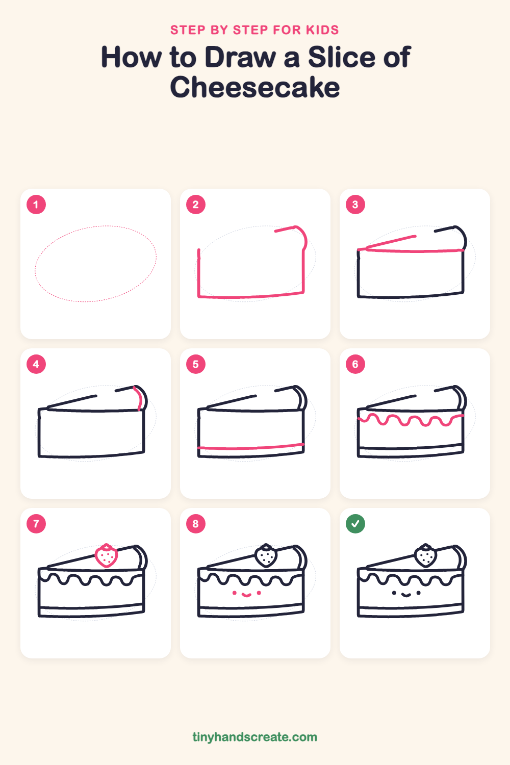 How to draw a slice of cheesecake step by step for kids