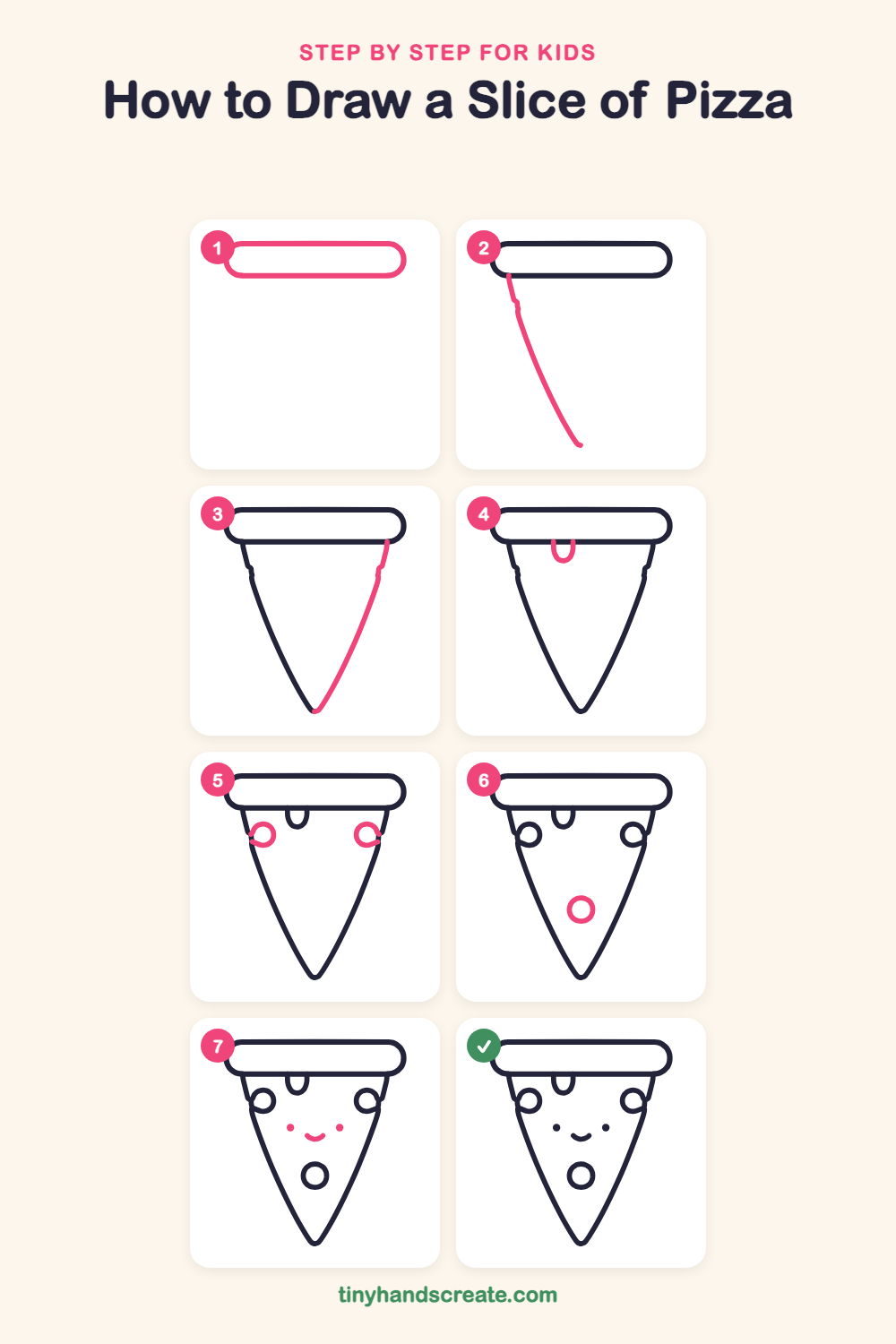 How to draw a slice of pizza step by step for kids