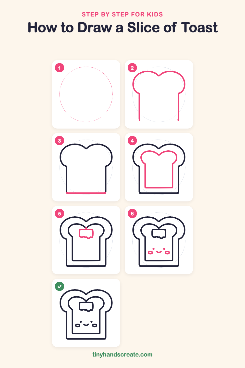 How to draw a slice of toast step by step for kids