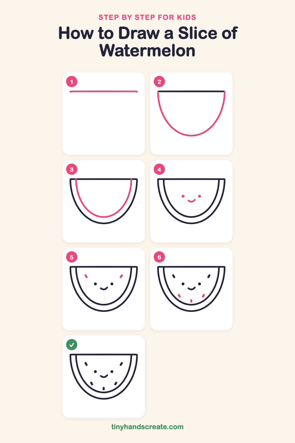 How to draw a slice of watermelon step by step for kids