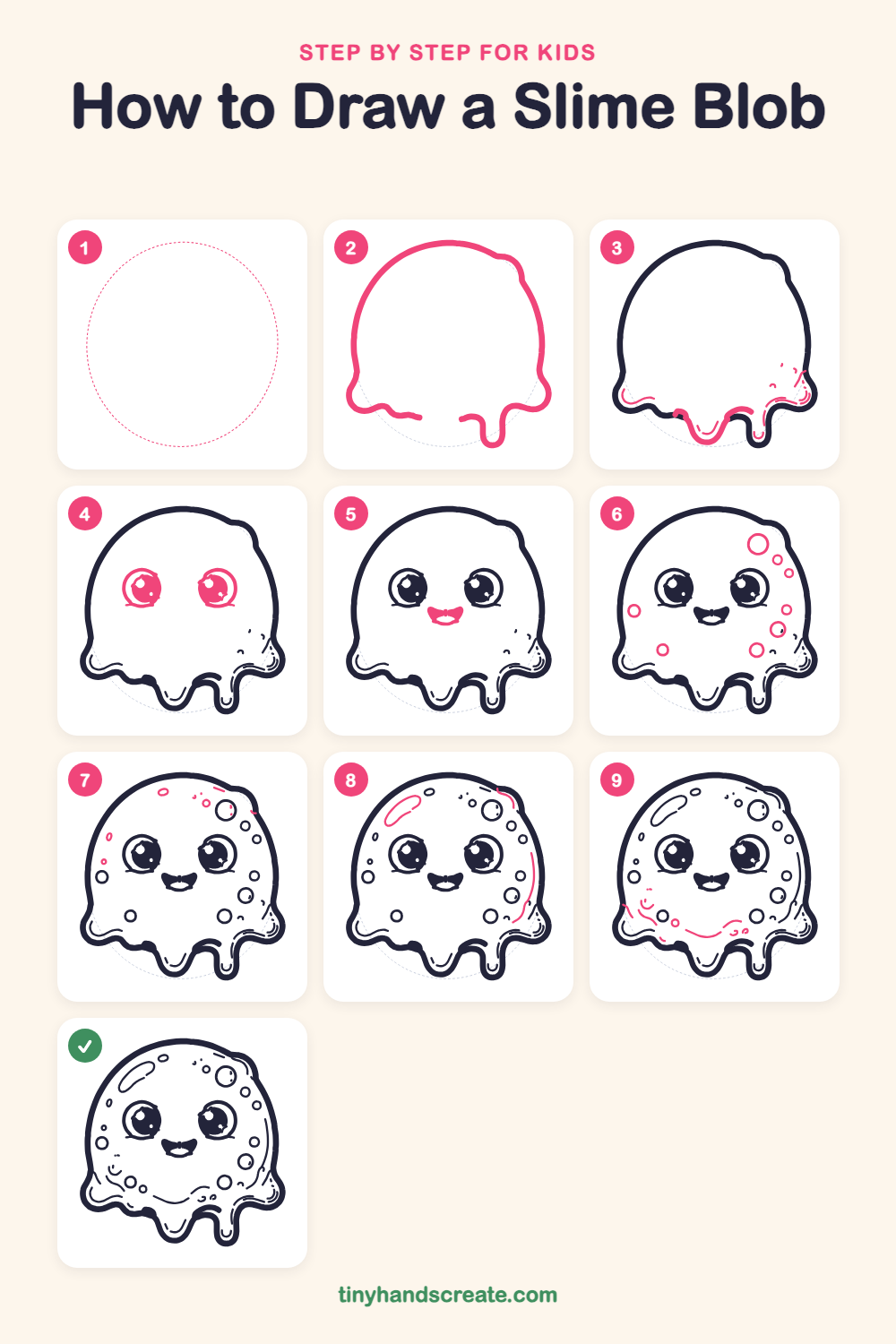 How to draw a slime blob step by step for kids
