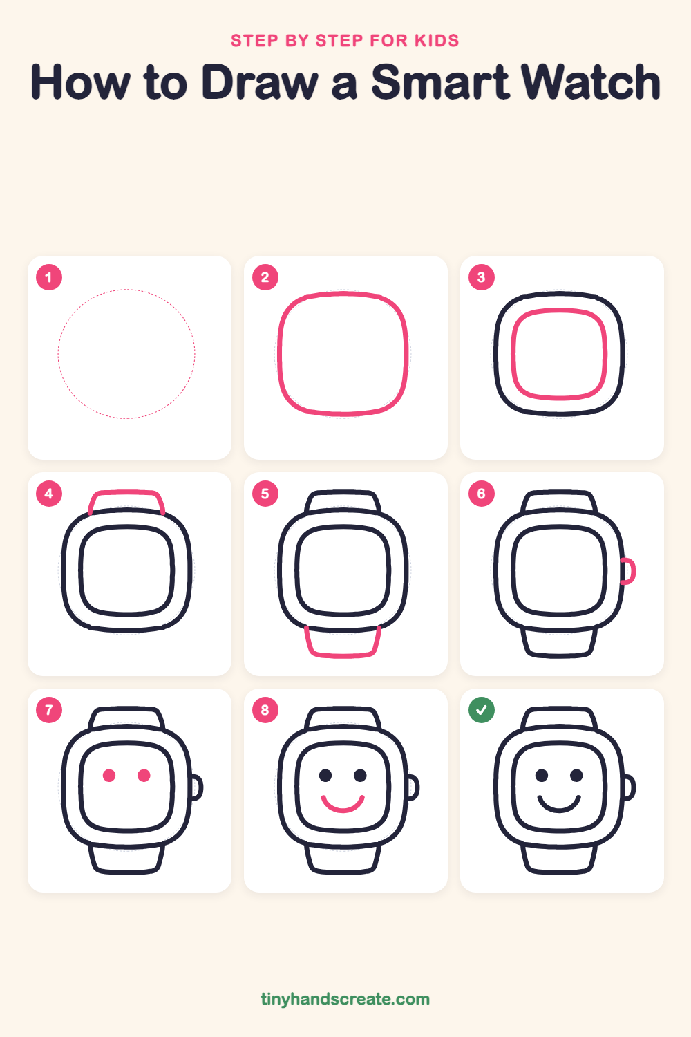 How to draw a smart watch step by step for kids