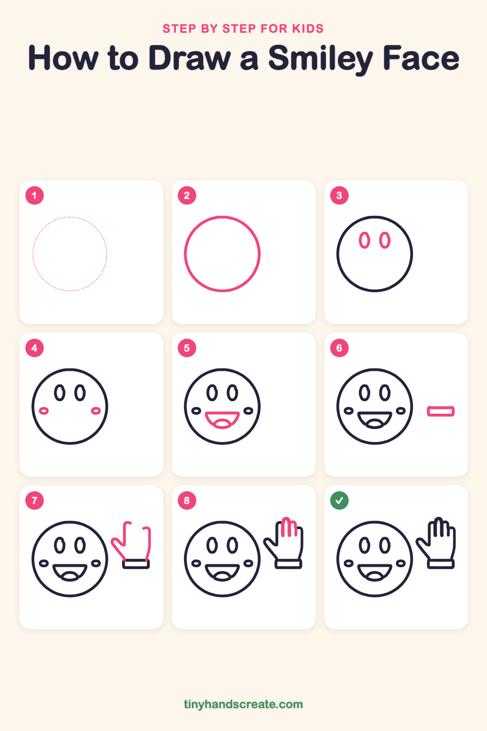 How to draw a smiley face step by step for kids