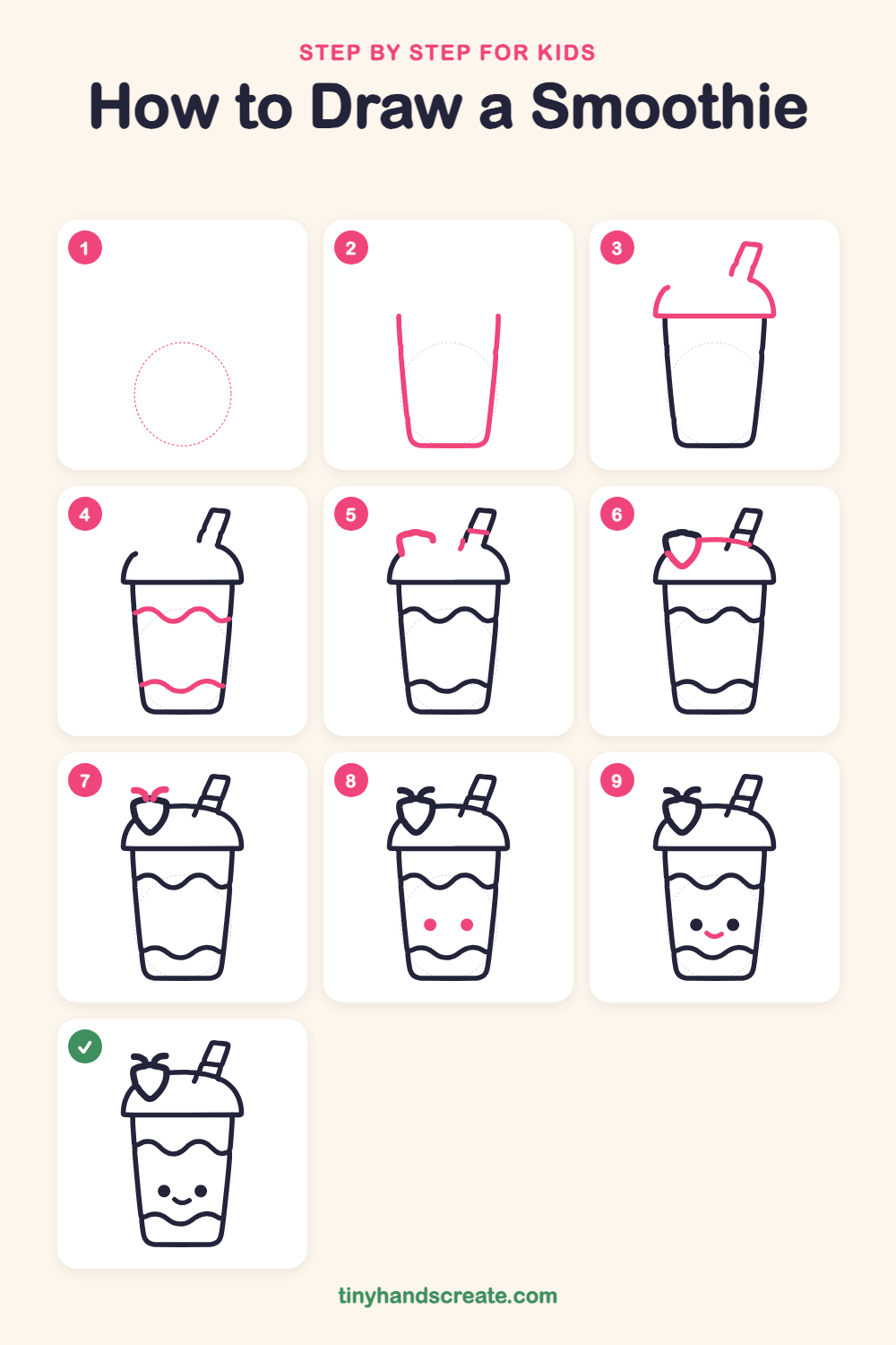 How to draw a smoothie step by step for kids